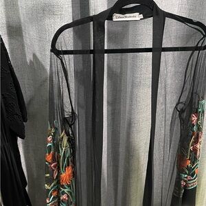 Urban Modesty Sheer Black Floral Embroidered Blouse